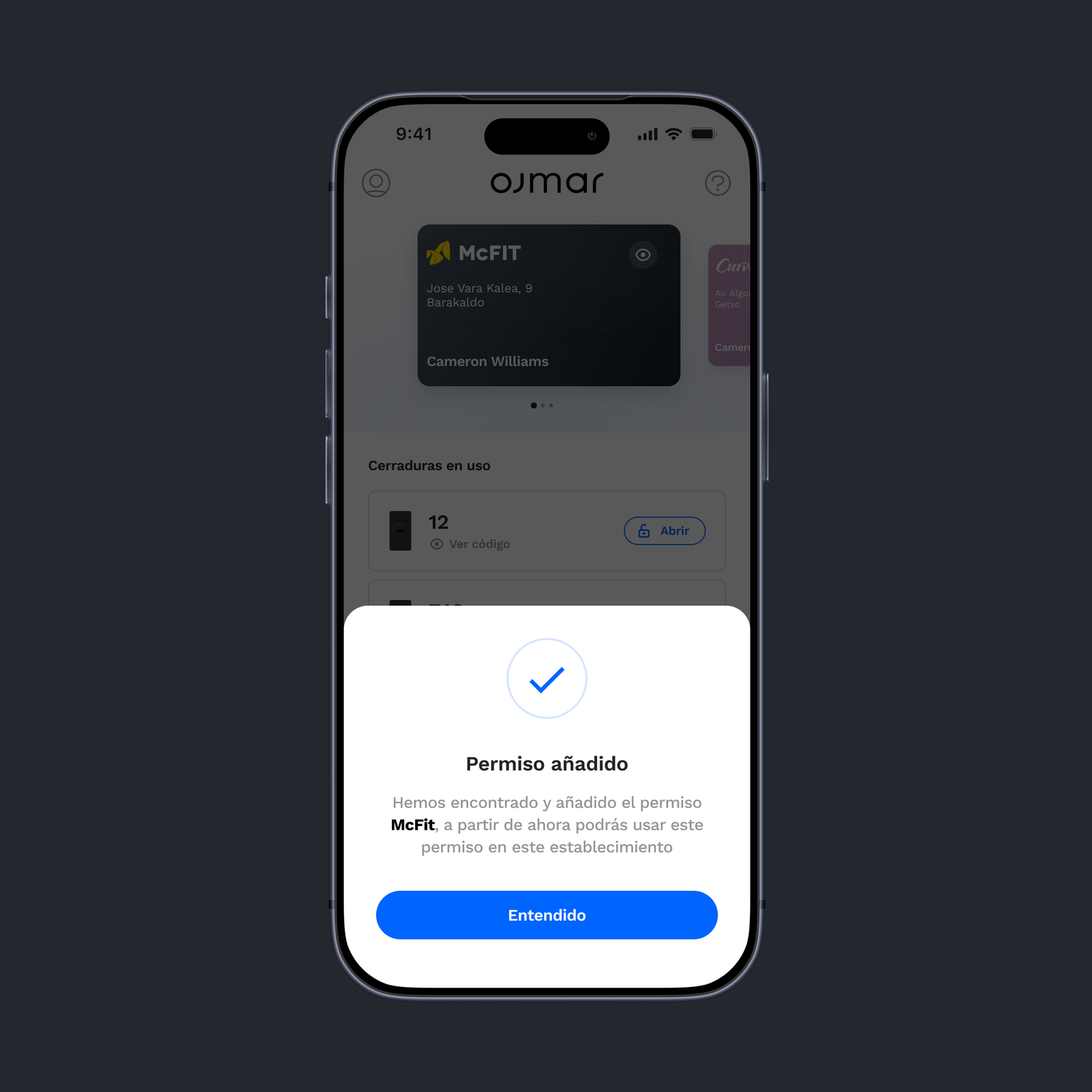 Añadir permiso en Ojmar
